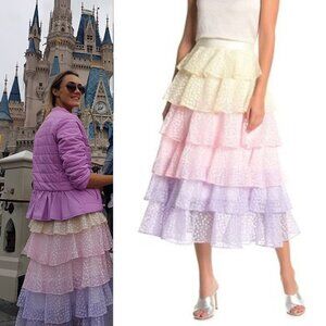 Polka Dot Tiered Mesh Skirt: S